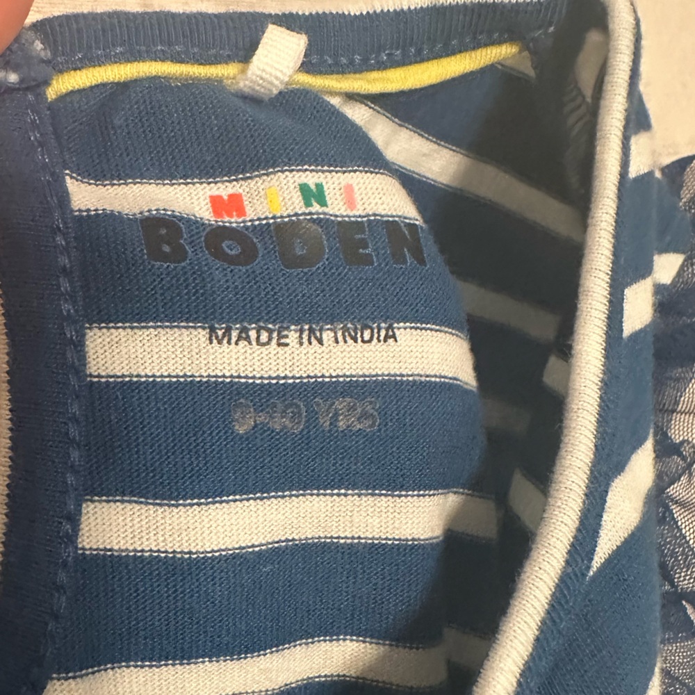 Mini Boden Blue Striped Appliqué Dress with Tulle Skirt - Picture 7 of 7